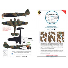 1/48 Bristol Blenheim 1F - Pattern A Camo Masks