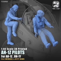 1/48 AH-1Z/UH-1Y Pilots for Zimi Model/Kitty Hawk Kit (3D Printed)