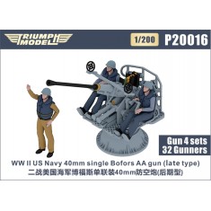 1/200 WWII US Navy 40mm Single Bofors AA Gun (late type) 4 sets with 32 Gunners