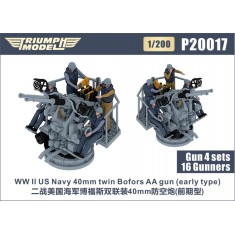 1/200 WWII US Navy 40mm Twin Bofors AA Gun (early type) 4 sets with 16 Gunners