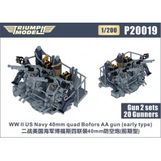 1/200 WWII US Navy 40mm Quad Bofors AA Gun (early type) 2 sets with 20 Gunners