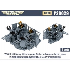 1/200 WWII US Navy 40mm Quad Bofors AA Gun (late type) 4 sets
