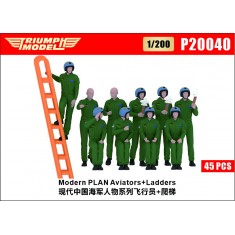 1/200 Modern PLAN Aviators 45 Figures Set with 2 Ladders