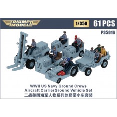 1/350 WWII US Navy Ground Crews 47 Figures and Aircraft Carrier Ground Vehicle Set 14pcs