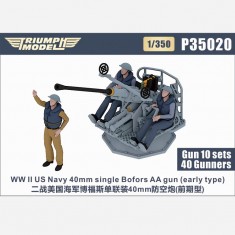 1/350 WWII US Navy 40mm Single Bofors AA Gun (early type) 10 sets with 40 Gunners
