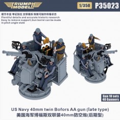 1/350 WWII US Navy 40mm Twin Bofors AA Gun (late type) 6 sets with 28 Gunners