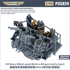 1/350 WWII US Navy 40mm Quad Bofors AA Gun (early type) 4 sets with 28 Gunners