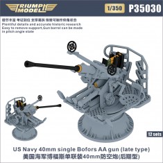 1/350 WWII US Navy 40mm Single Bofors AA Gun (late type) 12 sets
