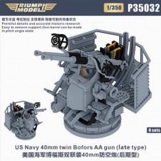 1/350 WWII US Navy 40mm Twin Bofors AA Gun (late type) 8 sets