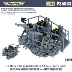 1/350 WWII US Navy 40mm Quad Bofors AA Gun (early type) 6 sets