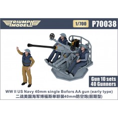 1/700 WWII US Navy 40mm Single Bofors AA Gun (early type) 10 sets with 40 Gunners