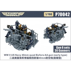 1/700 WWII US Navy 40mm Quad Bofors AA Gun (early type) 6 sets with 36 Gunners