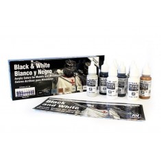 Acrylic Model Colour Paint Set - Black & White (8 x 17ml)