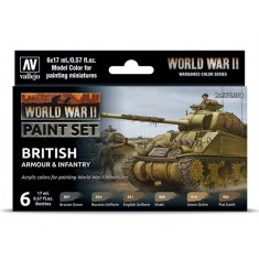 Acrylic Model Colour Paint Set - WWII British Armour & Infantry (6 x 17ml)