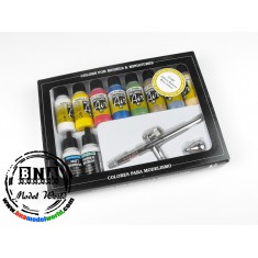 Model Air Acrylic Paint Set - Ultra Airbrush Kit & 10 Basic Colours