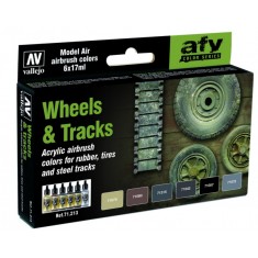 AFV Acrylic Airbrush Paint Set - Wheels & Tracks (6 x 17ml)