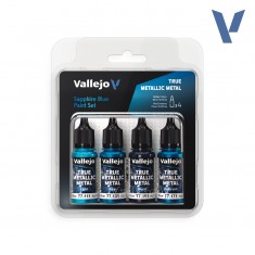 True Metallic Metal Paints set - Sapphire Blue (4x 18ml/0.6 fl oz)