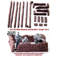 1/48 - 1/56 (28mm) Sandbag Walls Set #1 "Straight"