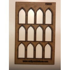 1/72 Gothic Windows (Laser-Cut MDF, 12pcs)