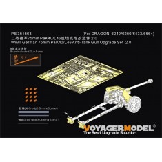 1/35 WWII German 75mm PaK40 L/46 PE Set 2.0 with Gun Barrel for Dragon/Das Werk kit