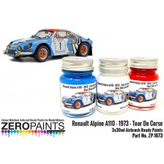 Renault Alpine A110 1973 - Tour De Corse Red, White & Blue Paint Set (3x 30ml)