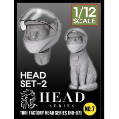 1/12 Head Series Vol.7 - Human Head w/Motorcycle Helmet & A Cat Biker