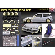 1/24 Zero Fighter Civic EF9 Parts Set with Decal for NuNu Kit