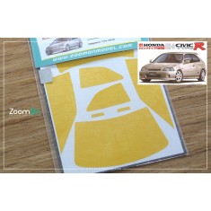 1/24 Honda Civic Type R Window and Light Painting Masks for Fujimi kit