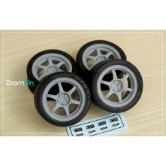 1/24 15'' SSR Type C Rim set (4 holes) with Tyres