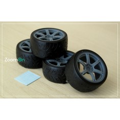 1/24 18'' Rays TE037 Rim set (5 holes) with Tyres
