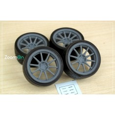 1/24 20'' Work Emotion ZR10 Rim set (5 holes) with Tyres