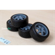 1/24 16'' Rays Volk Racing TE37 Cup Rim set (5 holes) with Tyres