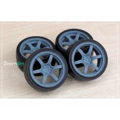 1/24 15'' Rays 57DR Rim set (4 holes) with Tyres