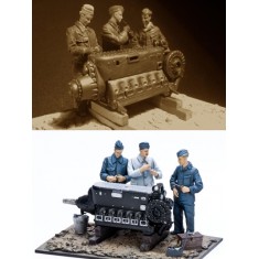 1/32 Heinkel He 219 A-0 UHU Engine Maintenance Set (3 Engine Technician+Engine+Base)