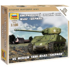 1/100 (Snap-Fit) US Medium Tank M4A2 "Sherman"