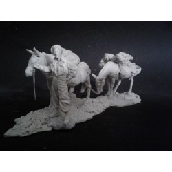 1/35 WWII Italian Campaign Kiwi Mulepacker (1 man, 2 mules w/stowage, handler, base) 1/35 WWII Italian Campaign Kiwi Mulepacker (1 man, 2 mules w/stowage, handler, base)