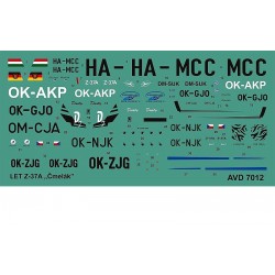 Decals for 1/72 Zlin/LET Z-37A Cmelak Decals for 1/72 Zlin/LET Z-37A Cmelak