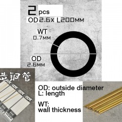 OD: 4mm WT: 0.36mm L: 300mm K&S Metals Round Copper Tube 3pcs 