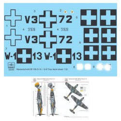 Decals for 1/32 Messerschmitt Bf 109 G-6 Trop G-14 (V372 & W113) Decals for 1/32 Messerschmitt Bf 109 G-6 Trop G-14 (V372 & W113)