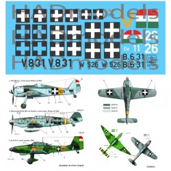 Decals for 1/48 FW-190 F-8, Bf-109 G-6 & Ju-87 D-5 (V831, B631 Evi & W526) Decals for 1/48 FW-190 F-8, Bf-109 G-6 & Ju-87 D-5 (V831, B631 Evi & W526)