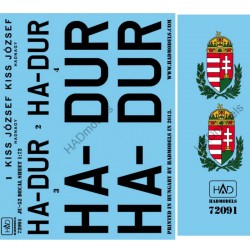 Decals for 1/72 Ju-52 HA-DUR (Plane of Horthy Miklos) Decals for 1/72 Ju-52 HA-DUR (Plane of Horthy Miklos)