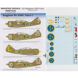 Decals for 1/72 J20 Reggiane 2000 Falco in Swedish Airforce Service Decals for 1/72 J20 Reggiane 2000 Falco in Swedish Airforce Service