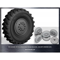1/35 Wheel Set OI-25 (OMSKSHINA) for 6x6 Truck URAL-4320 w/Armoured Caps 1/35 Wheel Set OI-25 (OMSKSHINA) for 6x6 Truck URAL-4320 w/Armoured Caps