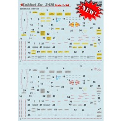 1/48 Wet Decals - Sukhoi Su-24M Technical Stencils 1/48 Wet Decals - Sukhoi Su-24M Technical Stencils