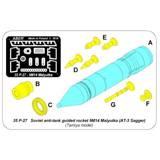 1/35 Soviet Anti-tank Guided Rocket 9M14 Malyutka (AT-3 Sagger) for Tamiya kits 1/35 Soviet Anti-tank Guided Rocket 9M14 Malyutka (AT-3 Sagger) for Tamiya kits