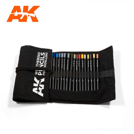 Weathering Pencils Full Range Cloth Case w/37 Water pencil Colours