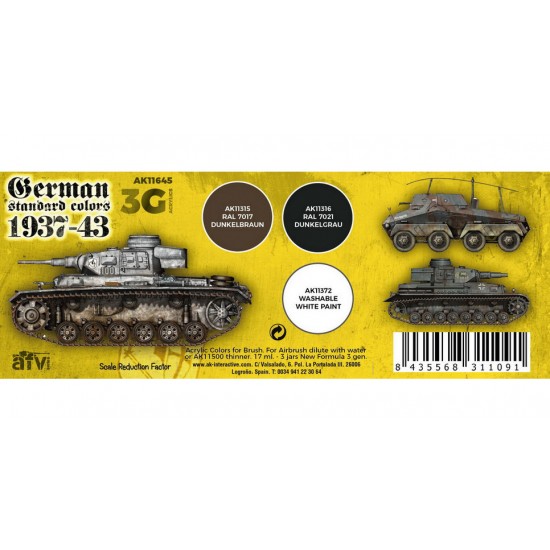 Acrylic Paint (3rd Generation) Set for AFV - German Standard 37-44 Combo 3G (3x 17ml) Acrylic Paint (3rd Generation) Set for AFV - German Standard 37-44 Combo 3G (3x 17ml)
