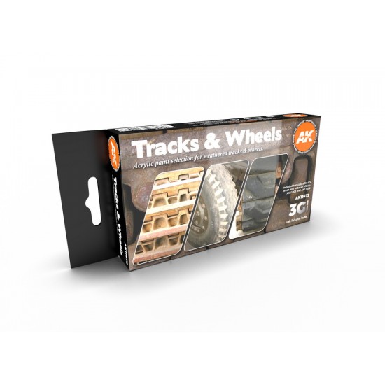 Acrylic Paint (3rd Generation) Set for AFV - Tracks and Wheels (6x 17ml)
