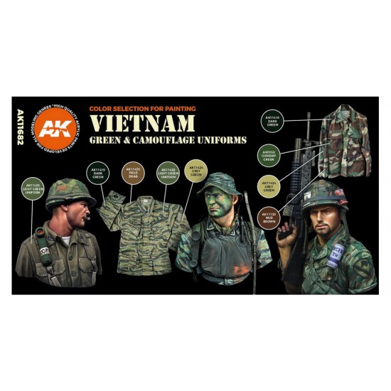 Acrylic Paint (3rd Generation) Set for AFV Vietnam Green & Camouflage Colours 3G (6x17ml)