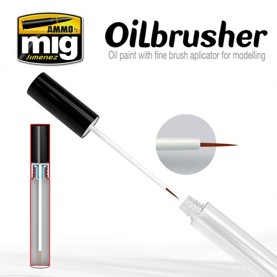 Oilbrusher - Dark Brown (Oil paint with fine brush applicator)